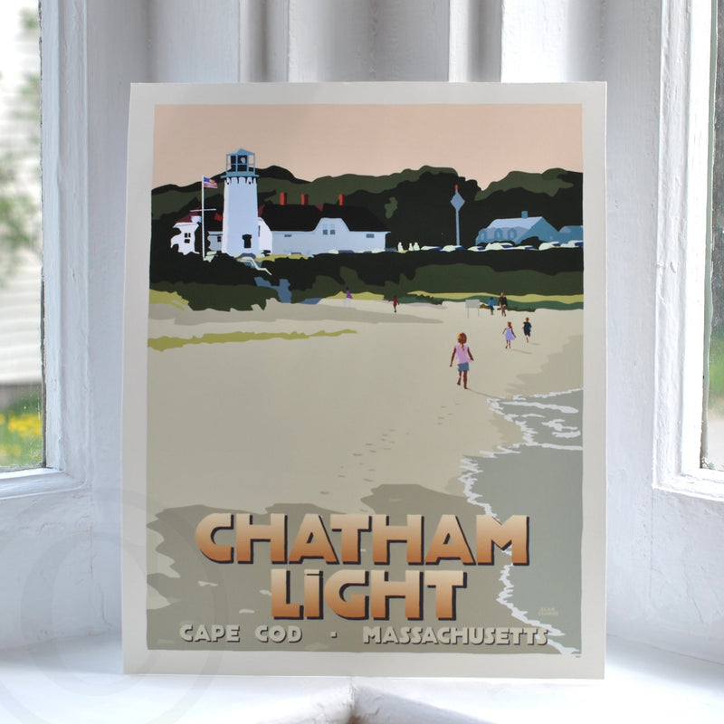 Chatham Lighthouse Kids (with Title) Art Print 8" x 10" Wall Poster - Massachusetts