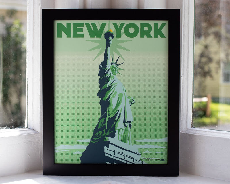 Statue Of Liberty Framed Art Print 8" x 10" Travel Poster - New York