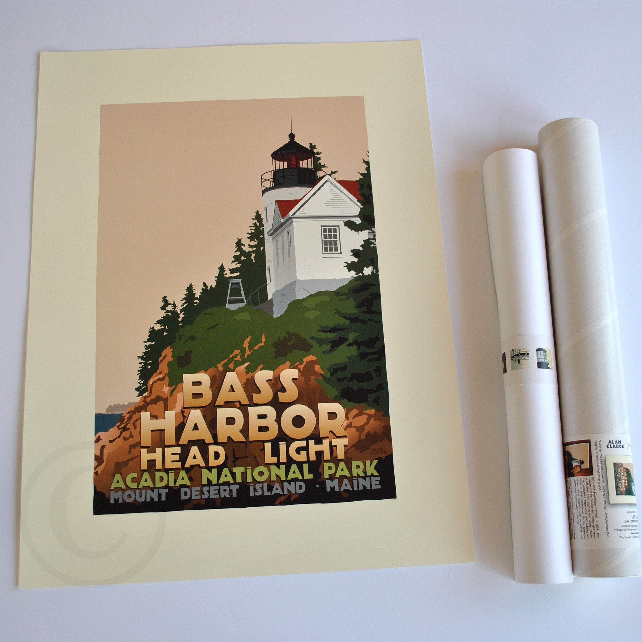 Bass Harbor Head Light Art Print 18" x 24" Travel Poster - Maine