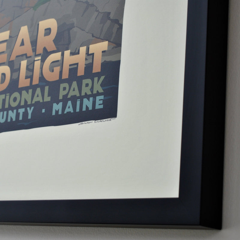 Bear Island Light Art Print 18" x 24" Framed Travel Poster - Maine