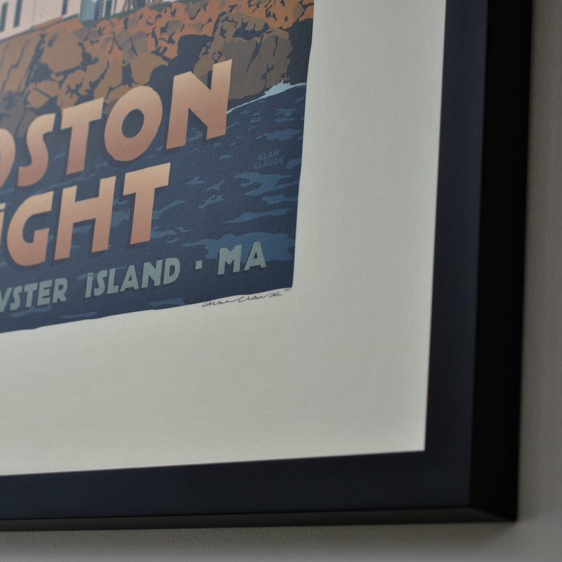 Boston Light Art Print 18" x 24" Framed Travel Poster - Massachusetts