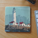 Boston Light Art Drink Coaster - Massachusetts