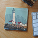 Boston Light Art Drink Coaster - Massachusetts