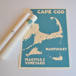 Cape Cod, Martha's Vineyard, Nantucket Map Art Print 18" x 24" Travel Poster - Massachusetts