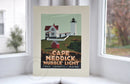 Cape Neddick Nubble Light Art Print 8" x 10" Travel Poster - Maine