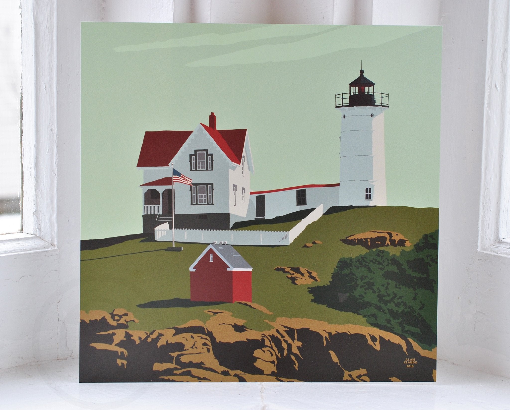 Cape Neddick Nubble Light Art Print 8" x 8" Square