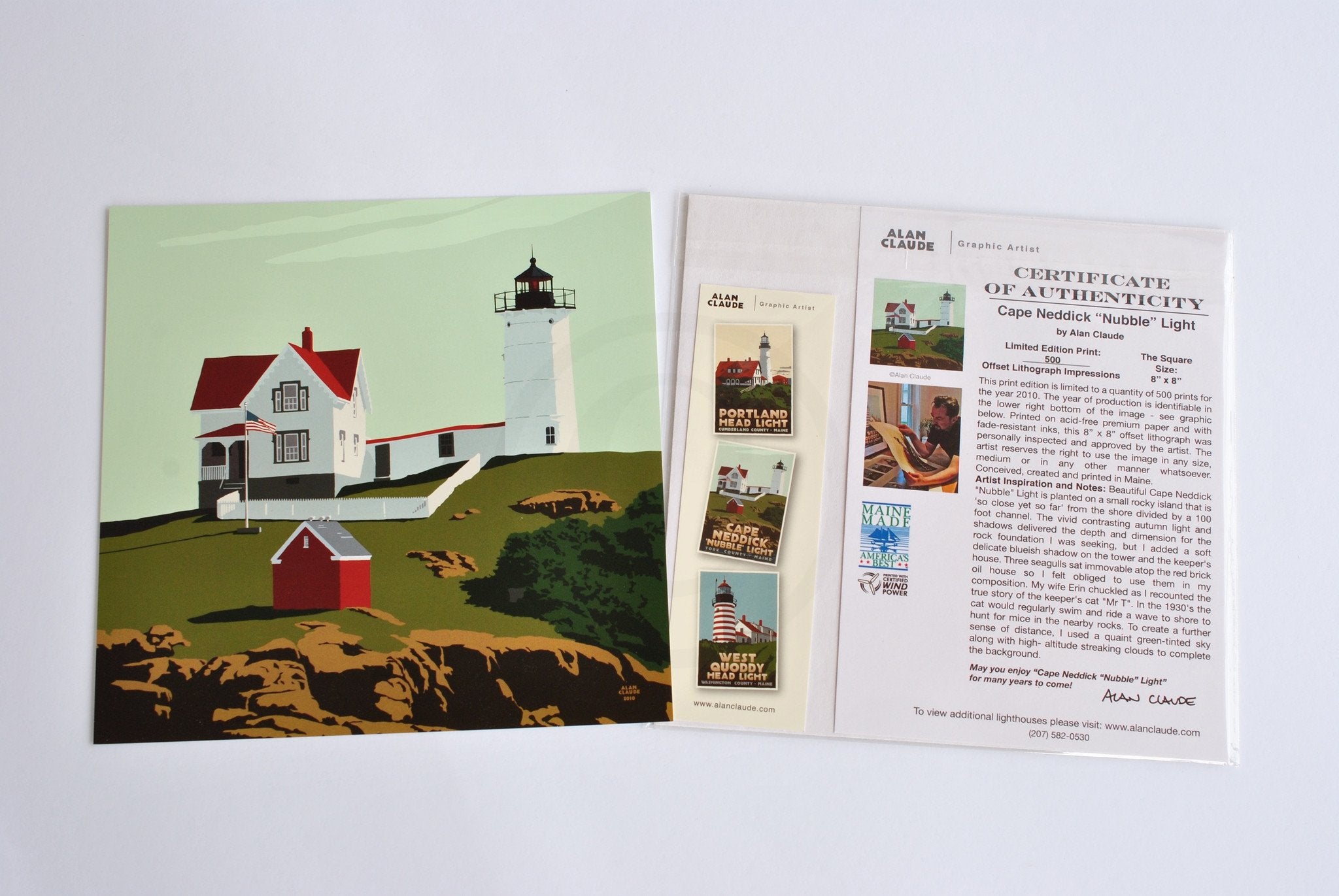 Cape Neddick Nubble Light Art Print 8" x 8" Square