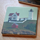 OUT OF STOCK.  Cape Neddick Nubble Light Art Drink Coaster - Maine