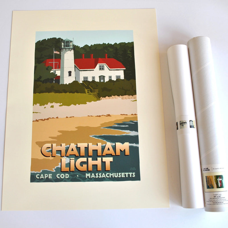 Chatham Light Art Print 18" x 24" Travel Poster - Massachusetts
