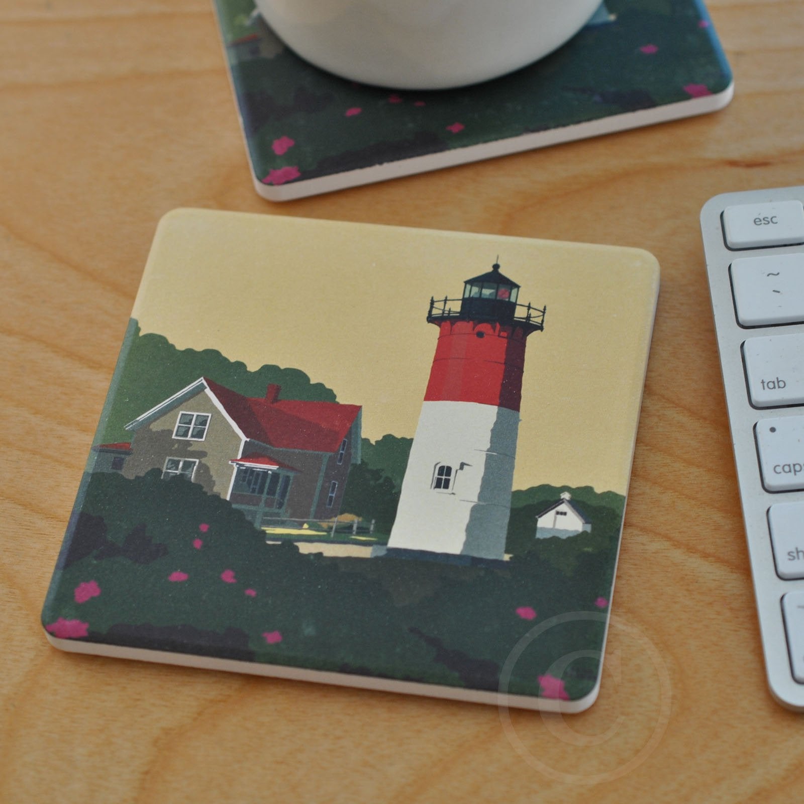 Nauset Light Art Drink Coaster - Massachusetts