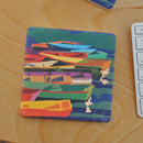 OUT OF STOCK.   Perkins Cove Dinghies Art Drink Coaster - Maine