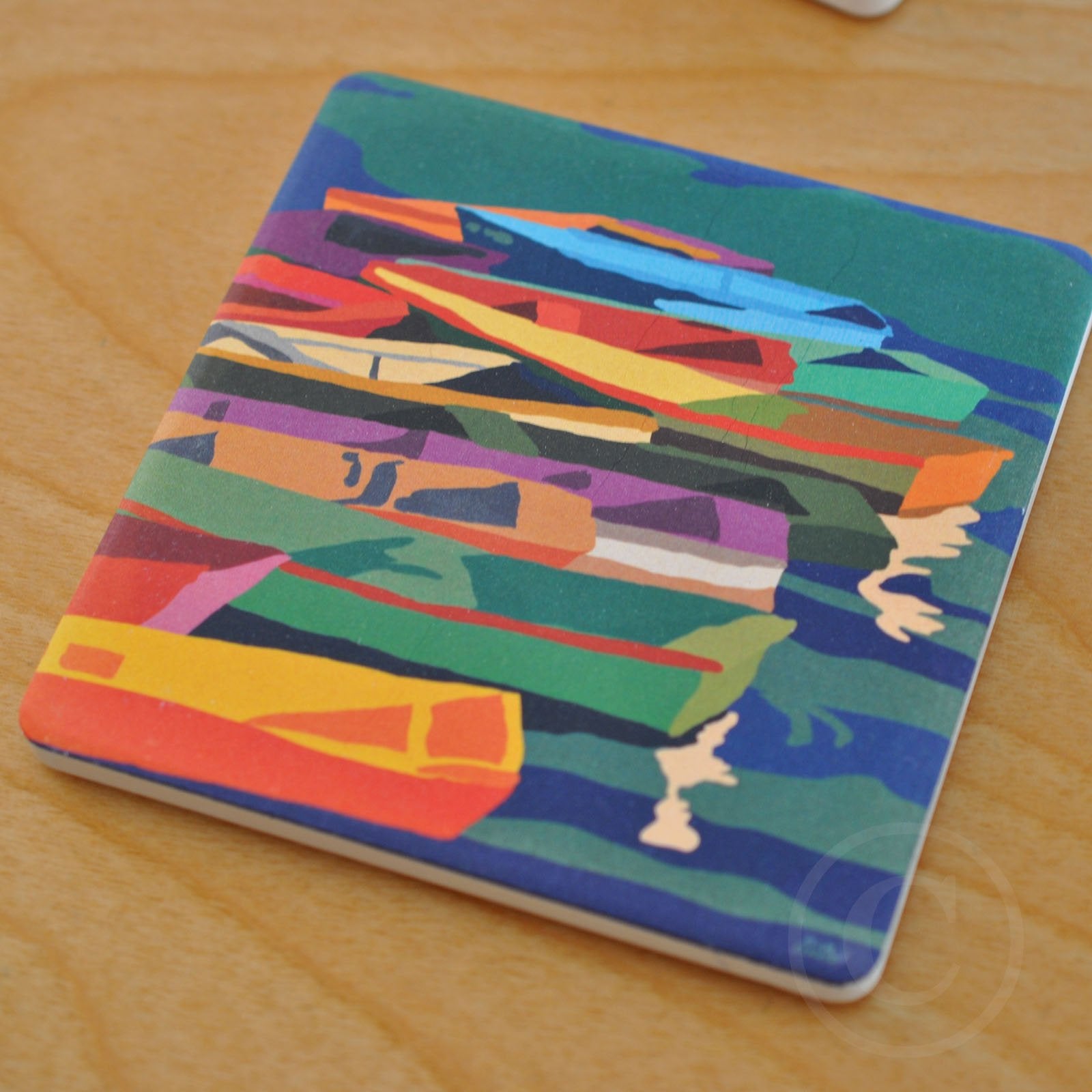 OUT OF STOCK.   Perkins Cove Dinghies Art Drink Coaster - Maine