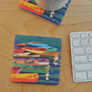 OUT OF STOCK.   Perkins Cove Dinghies Art Drink Coaster - Maine