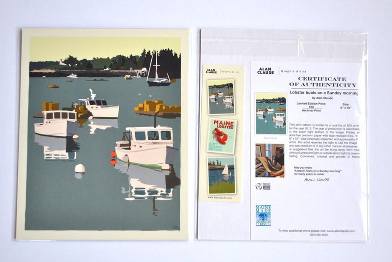 Lobster Boats on a Sunday Morning Art Print 8" x 10" Wall Poster - Maine