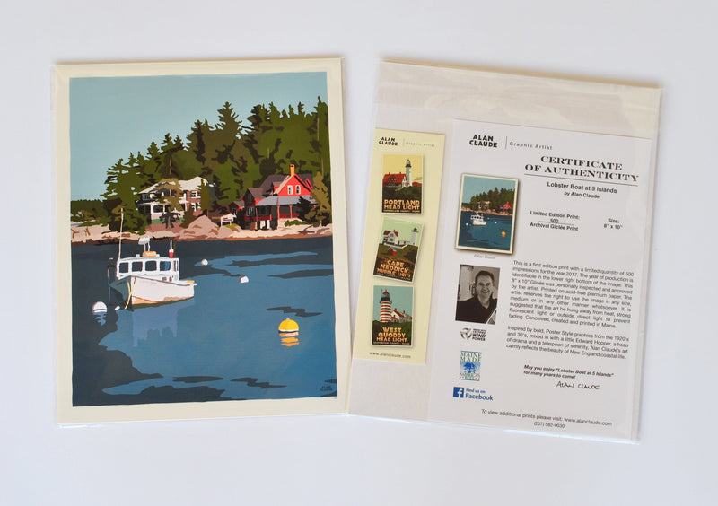 Lobster Boat at Five Islands Art Print 8" x 10" Wall Poster - Maine