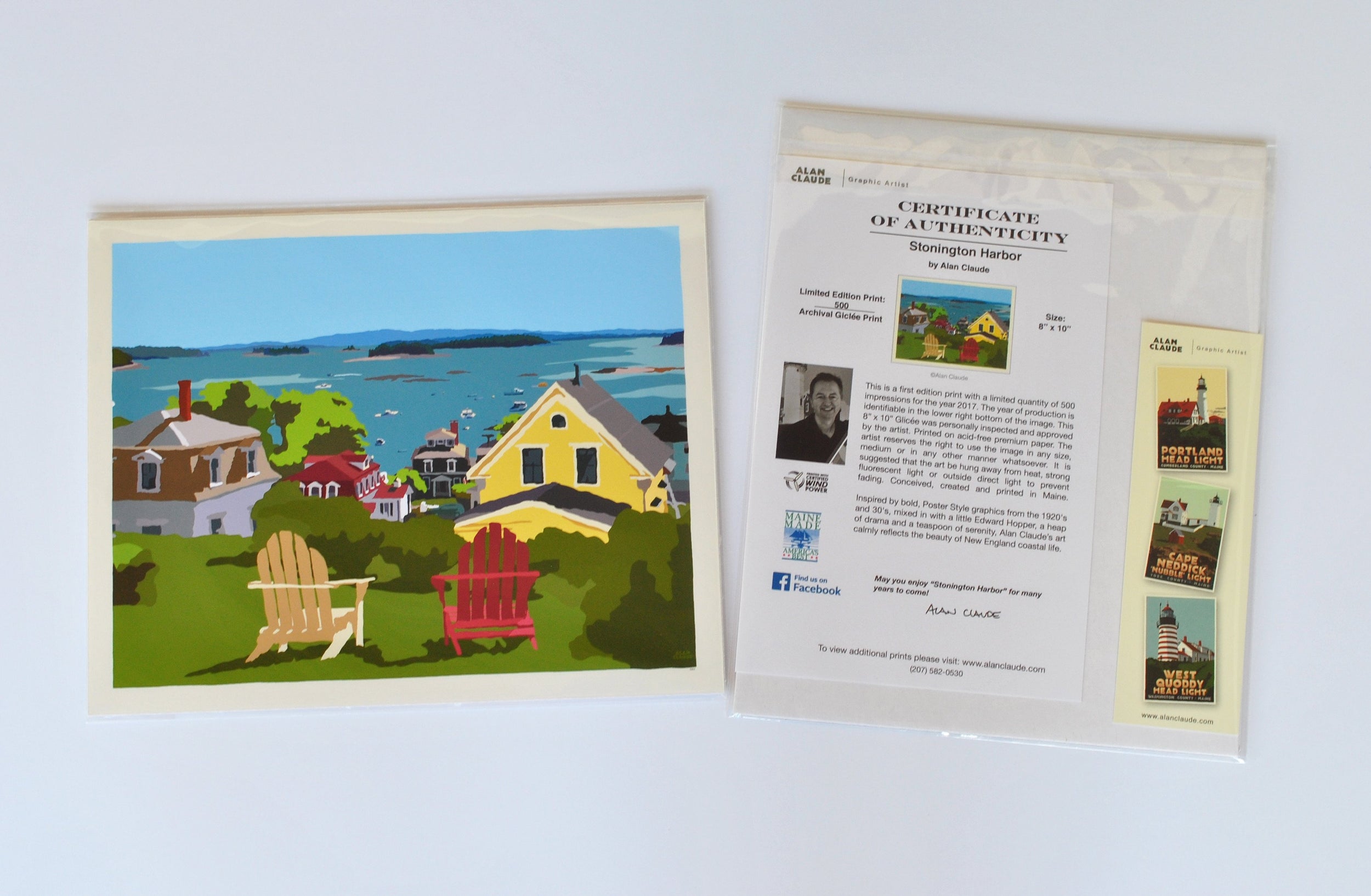 Stonington Harbor Art Print 8" x 10" Wall Poster - Maine