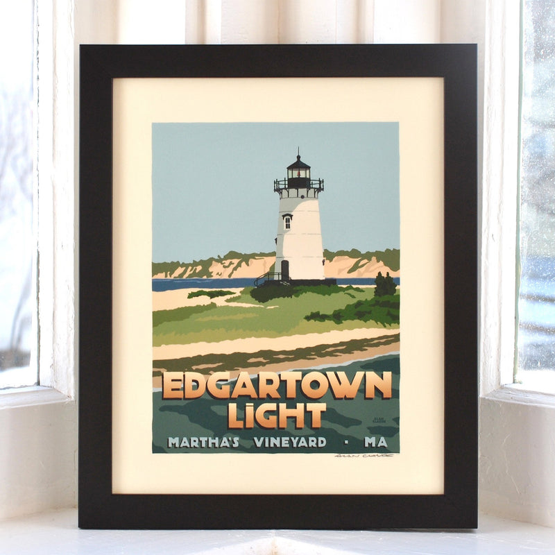 Edgartown Light Art Print 8" x 10" Framed Travel Poster - Massachusetts