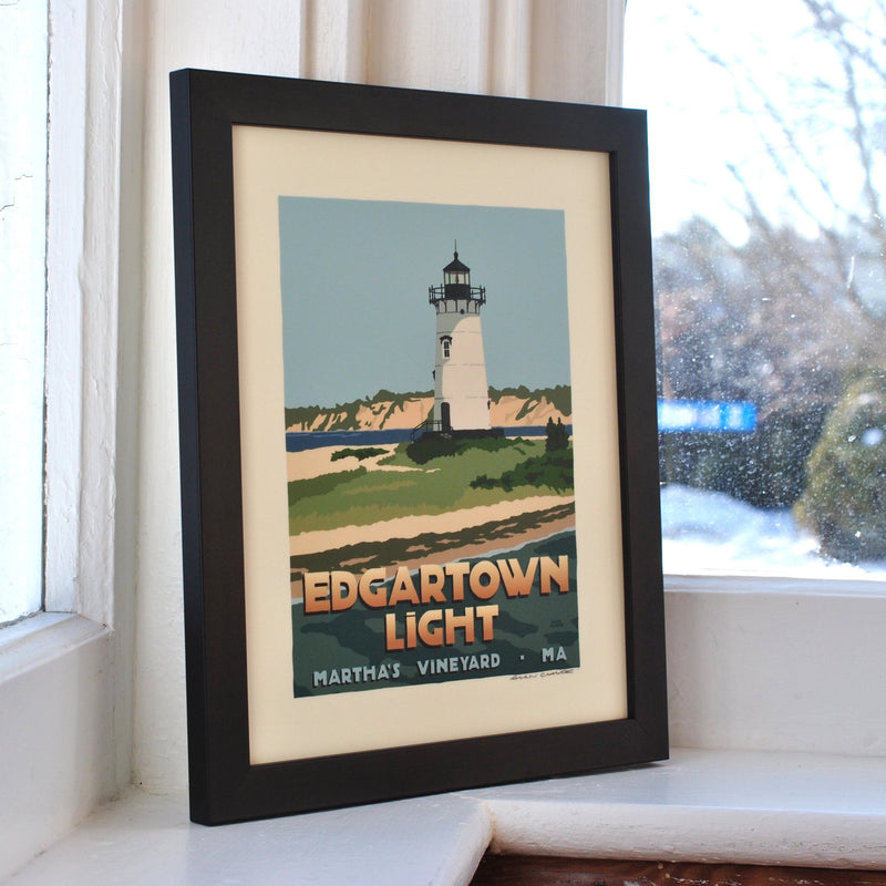Edgartown Light Art Print 8" x 10" Framed Travel Poster - Massachusetts
