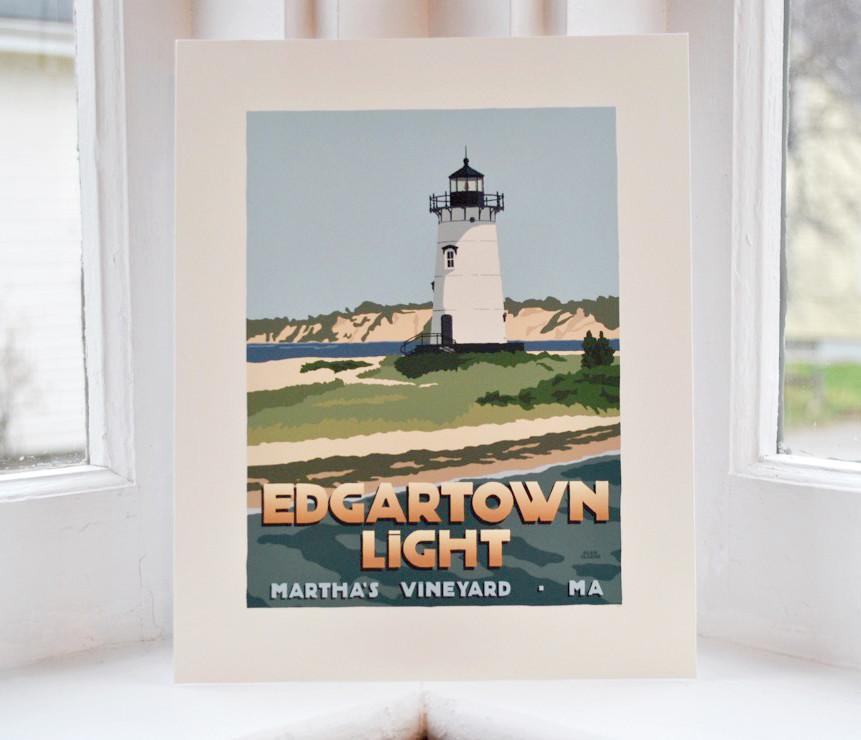 Edgartown Light Art Print 8" x 10" Travel Poster - Massachusetts