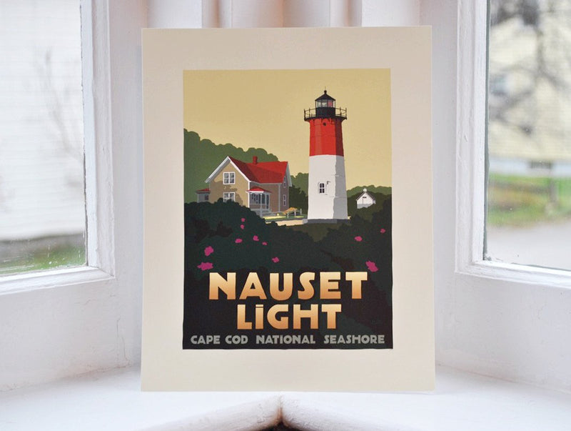 Nauset Light Art Print 8" x 10" Travel Poster - Massachusetts