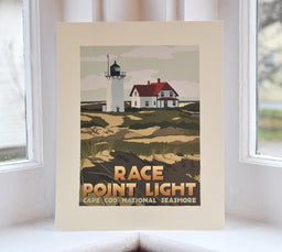 Race Point Light Art Print 8" x 10" Travel Poster - Massachusetts