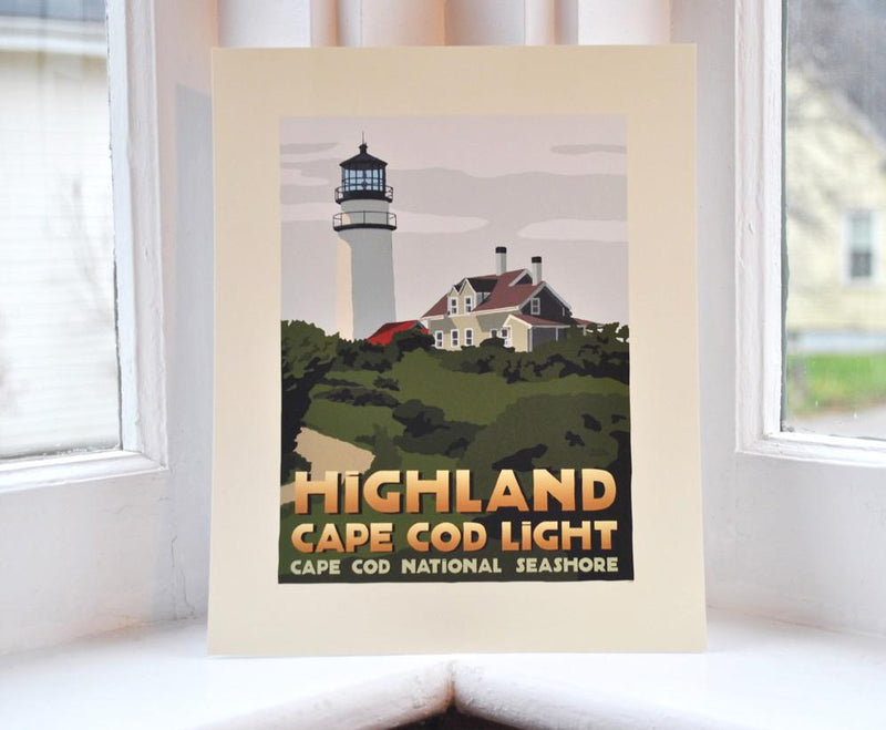 Highland Light Art Print 8" x 10" Travel Poster - Massachusetts