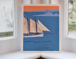 Schooner at the Cuckolds Art Print 8" x 10" Wall Poster - Maine