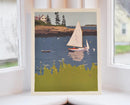Sailing Long Cove Art Print 8" x 10" Wall Poster - Maine