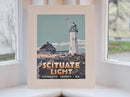 Scituate Light Art Print 8" x 10" Travel Poster - Massachusetts
