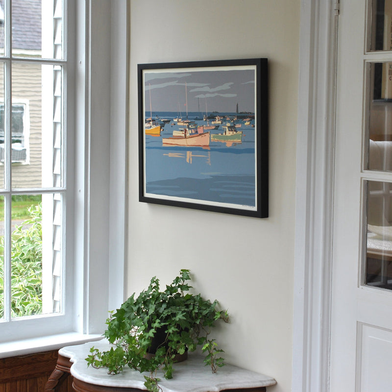 Sunset at Minot's Ledge Light Art Print 18" x 24" Framed Wall Poster - Massachusetts