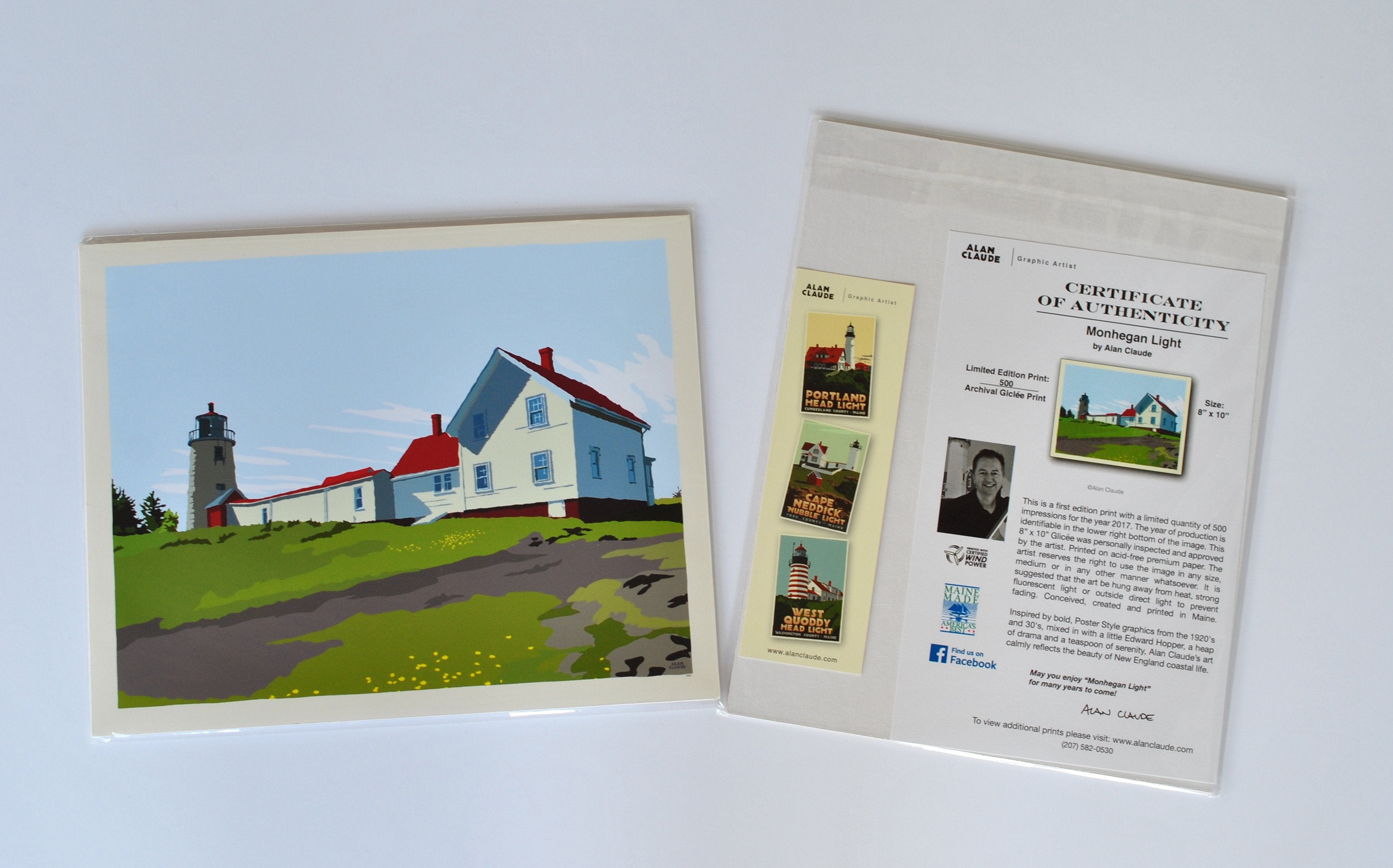 Monhegan Island Light Art Print 8" x 10" Wall Poster - Maine