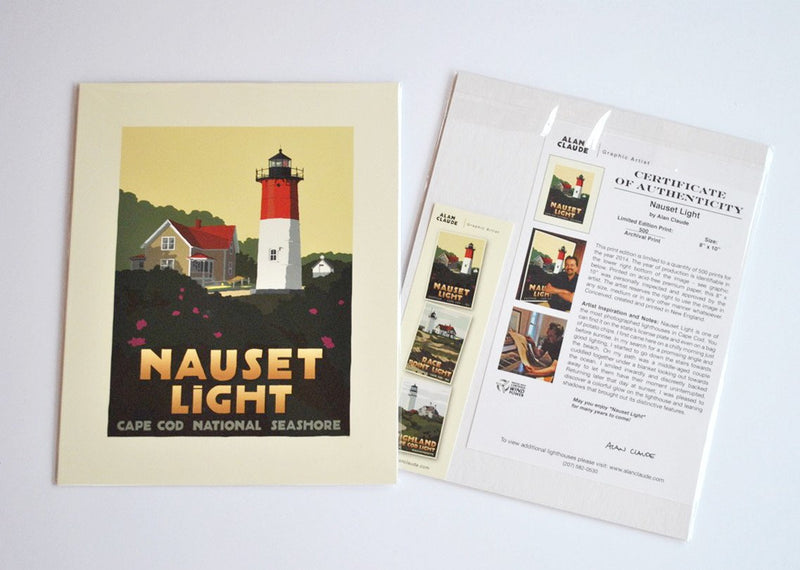 Nauset Light Art Print 8" x 10" Travel Poster - Massachusetts