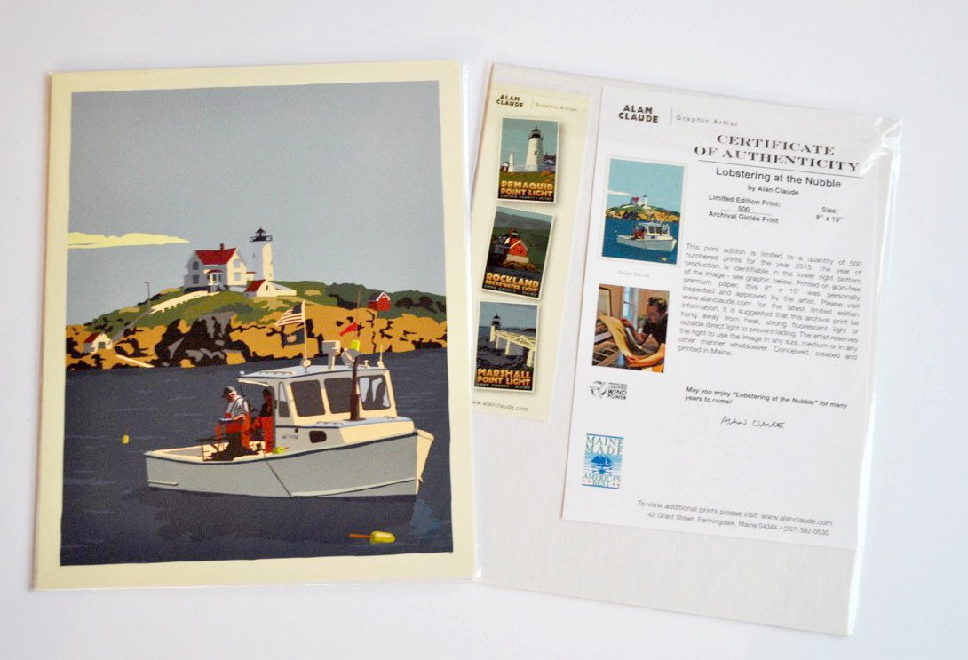 Lobstering at the Nubble Art Print 8" x 10" Wall Poster - Maine