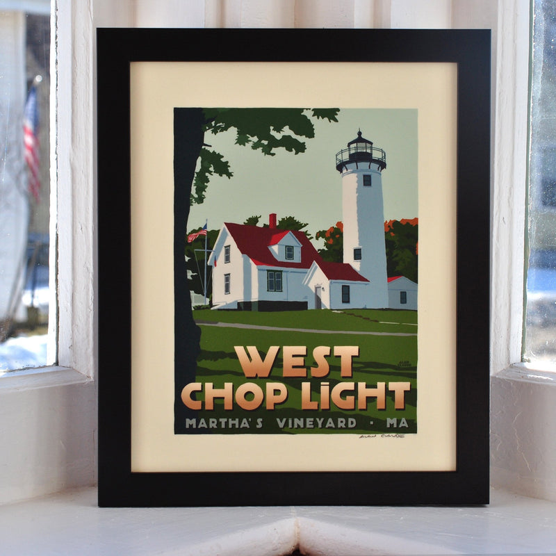 West Chop Light Art Print 8" x 10" Framed Travel Poster - Massachusetts