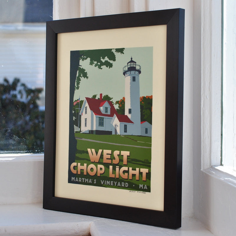 West Chop Light Art Print 8" x 10" Framed Travel Poster - Massachusetts