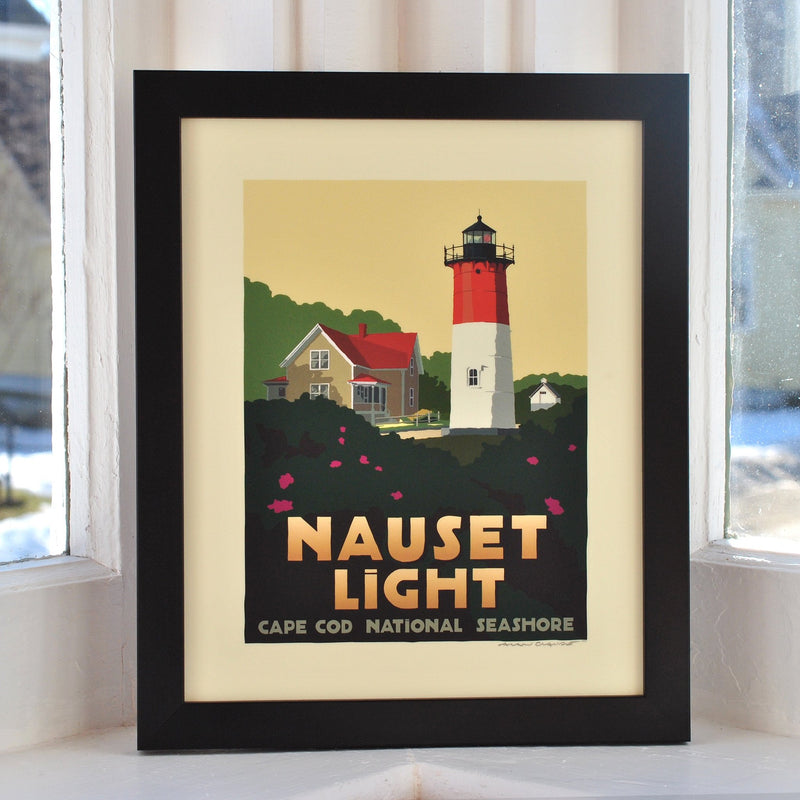 Nauset Light Art Print 8" x 10" Framed Travel Poster - Massachusetts