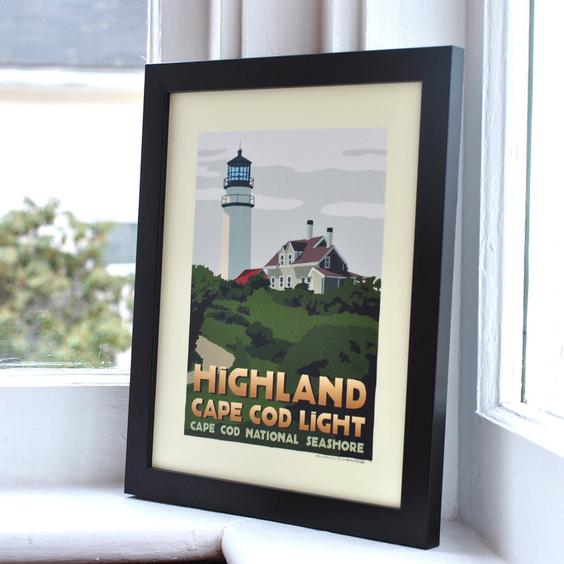 Highland Light Art Print 8" x 10" Framed Travel Poster - Massachusetts