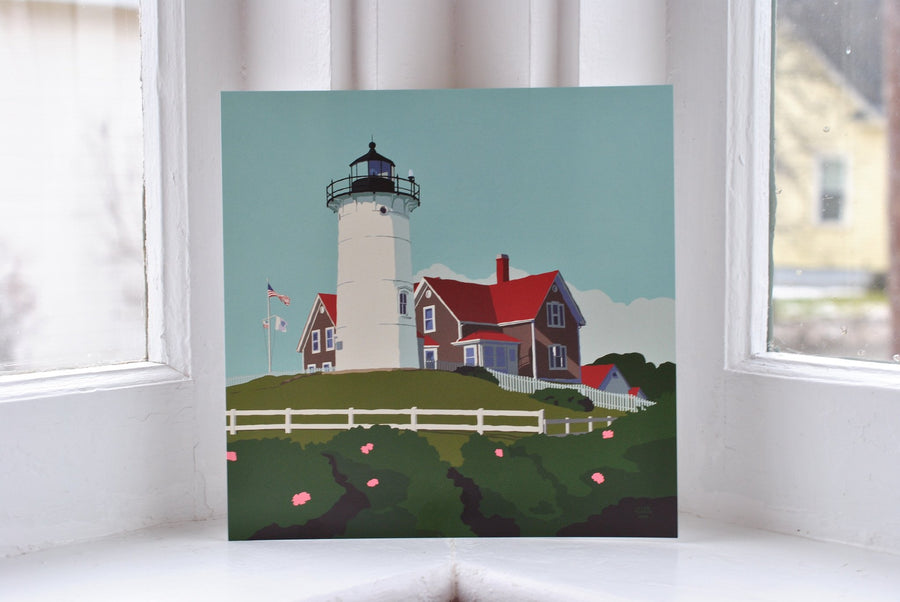 Nobska Point Light Art Print 8" x 8" Square