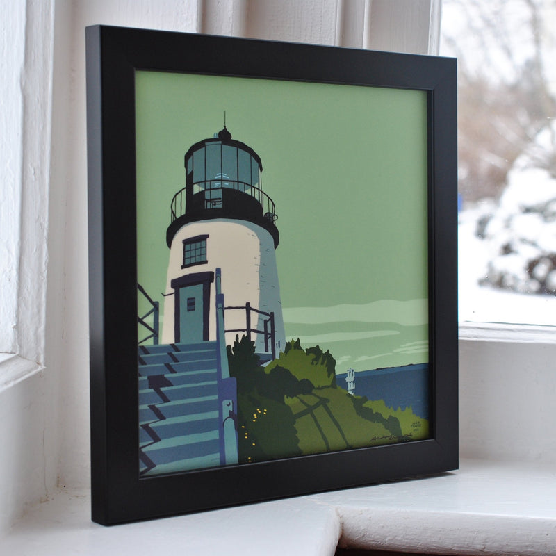 Owls Head Light Art Print 8" x 8" Framed