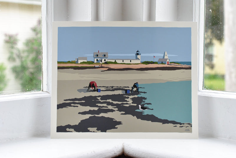 Goat Island Clammers Art Print 8" x 10" Wall Poster - Maine