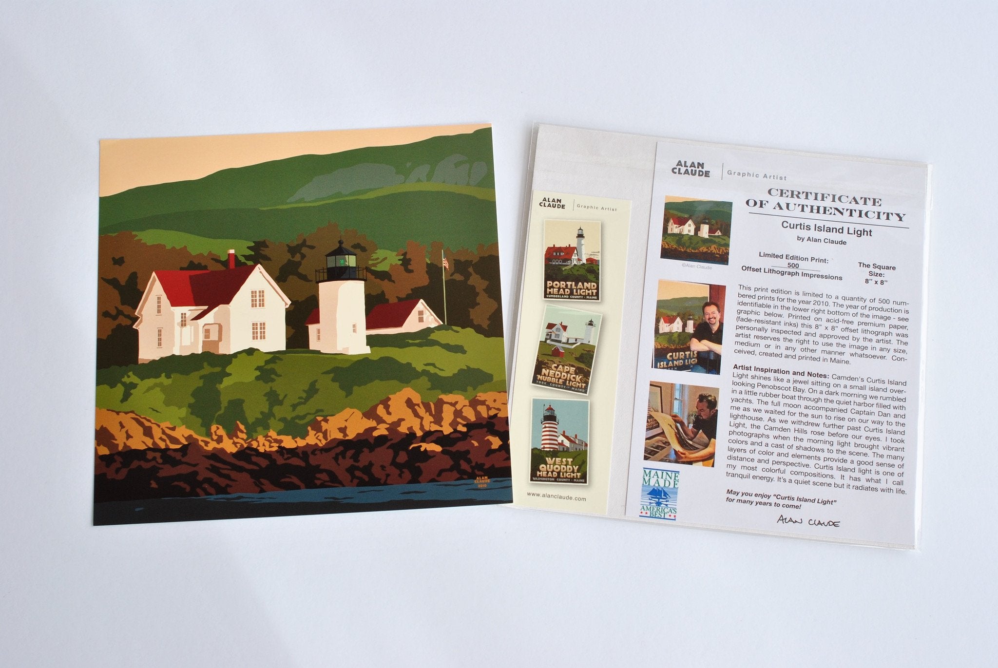 Curtis Island Light Art Print 8" x 8" Square