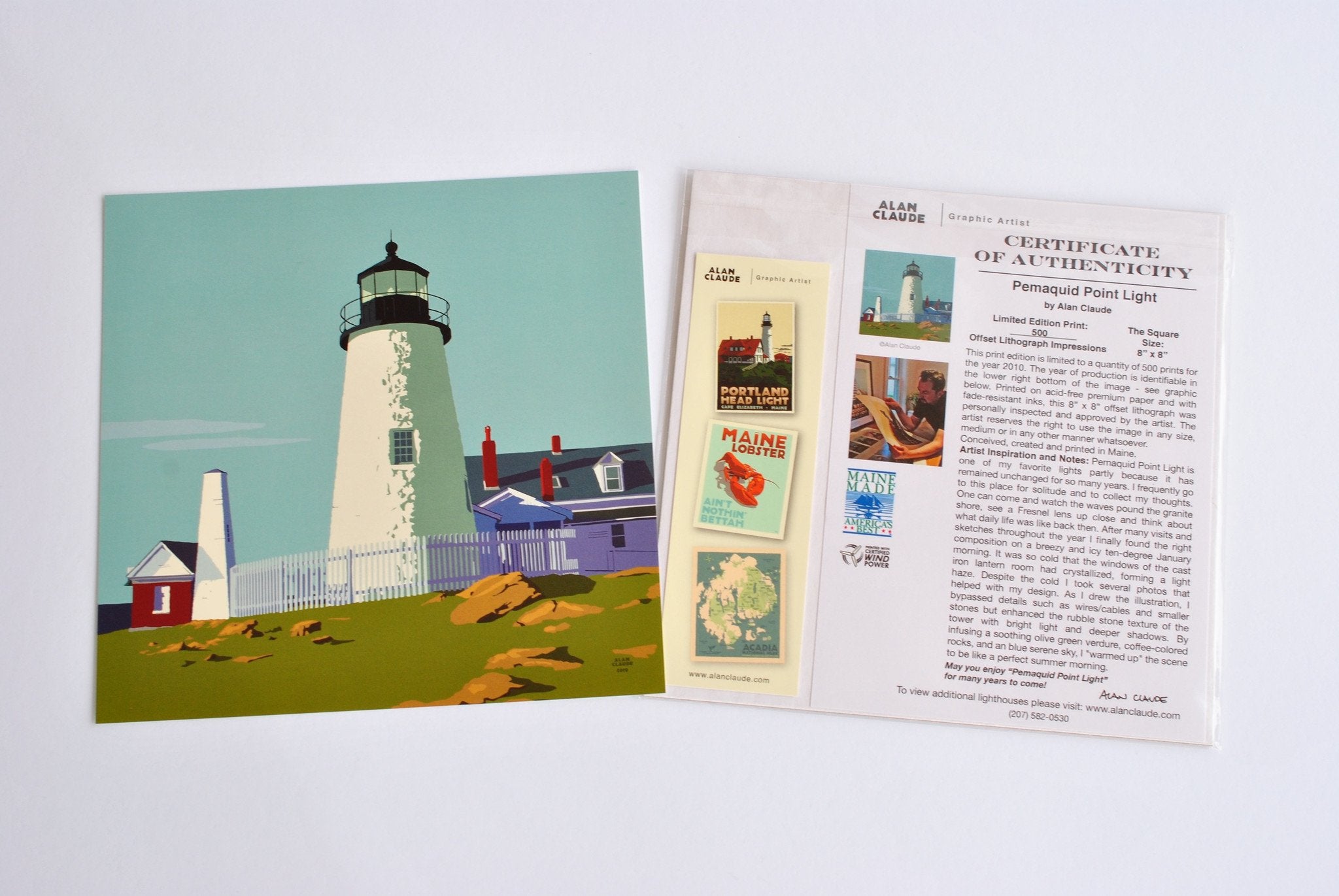 Pemaquid Point Light Art Print 8" x 8" Square