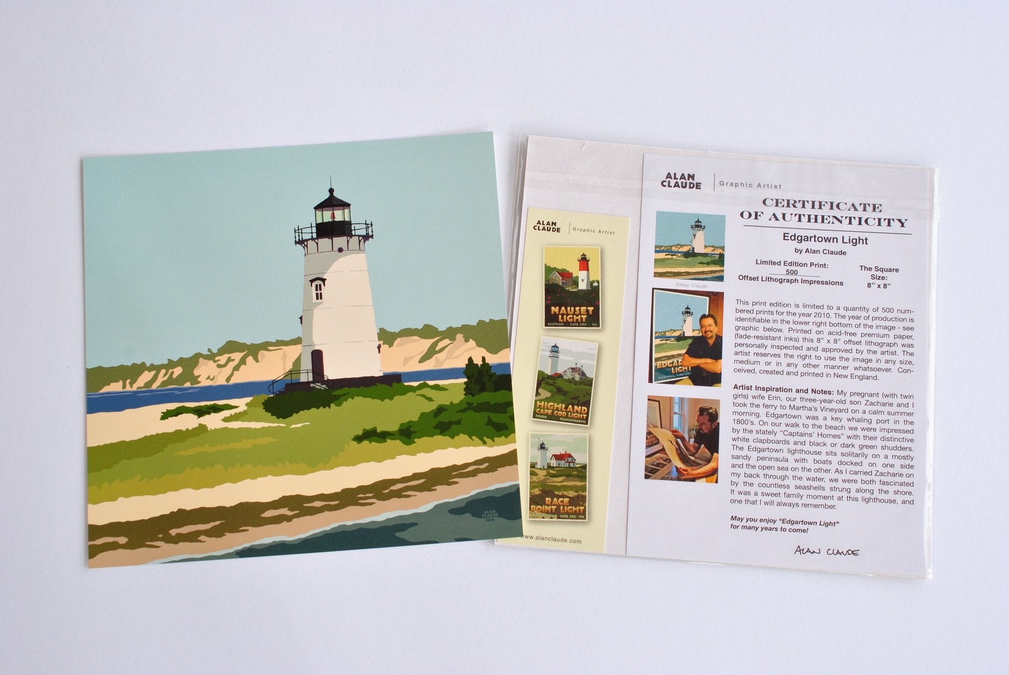 Edgartown Light Art Print 8" x 8" Square