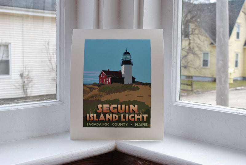 Seguin Island Light Art Print 8" x 10" Travel Poster - Maine