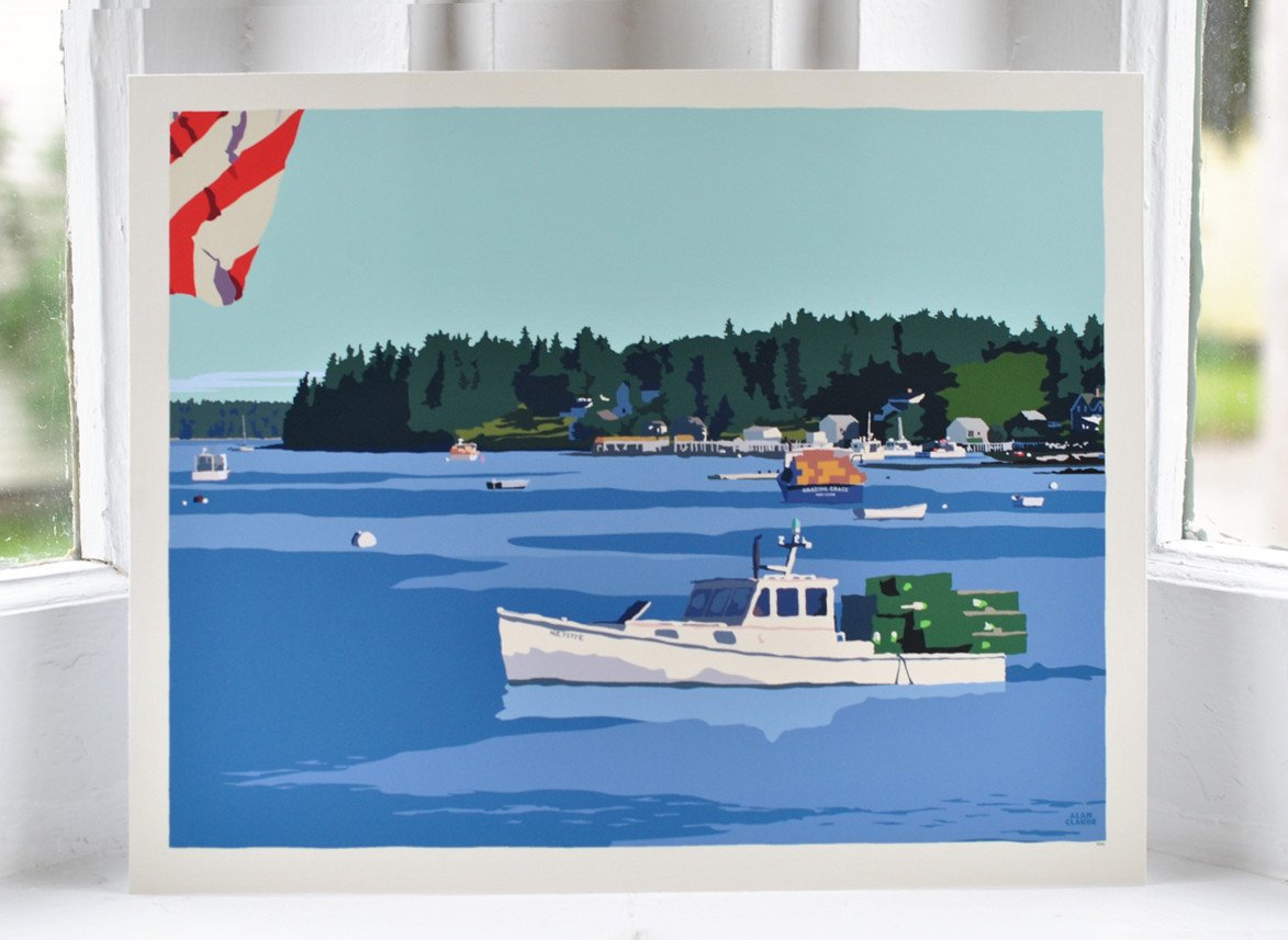 Port Clyde Lobster Boat Art Print 8" x 10" Wall Poster - Maine