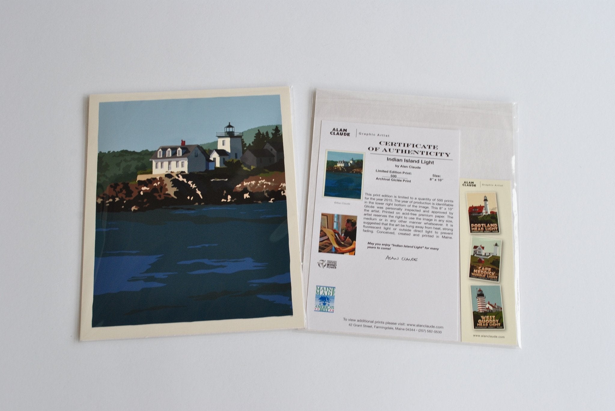 Indian Island Light Art Print 8" x 10" Wall Poster - Maine