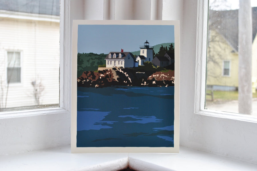 Indian Island Light Art Print 8" x 10" Wall Poster - Maine