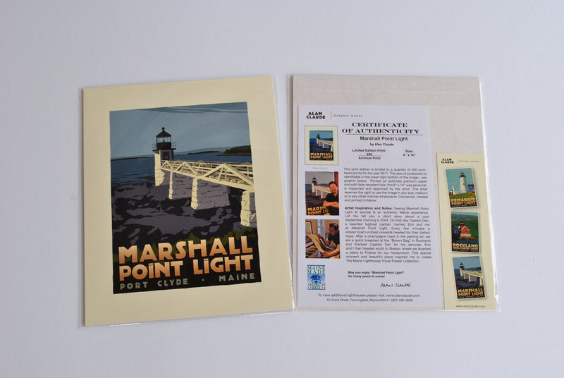 Marshall Point Light Art Print 8" x 10" Travel Poster - Maine