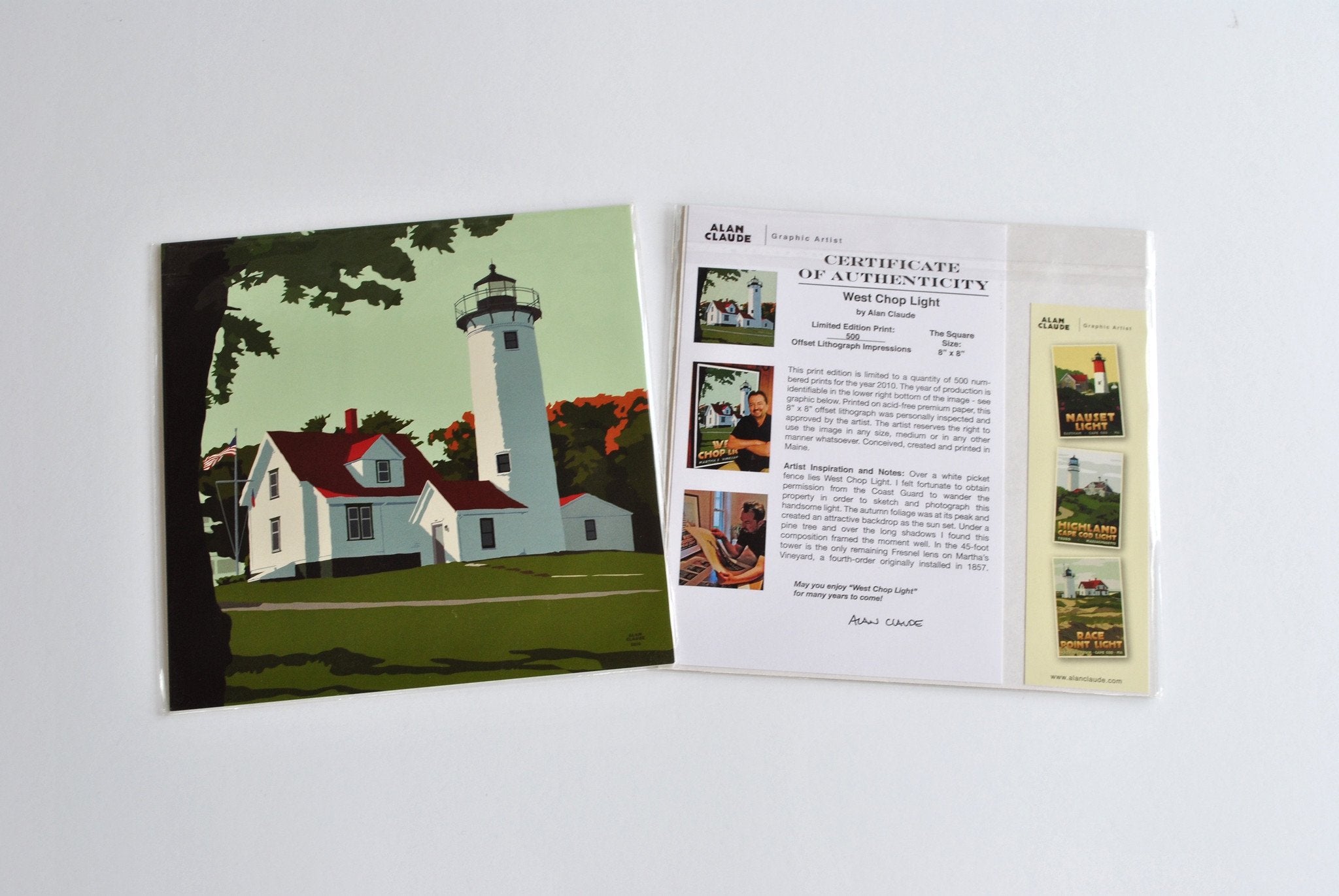 West Chop Light Art Print 8" x 8" Square