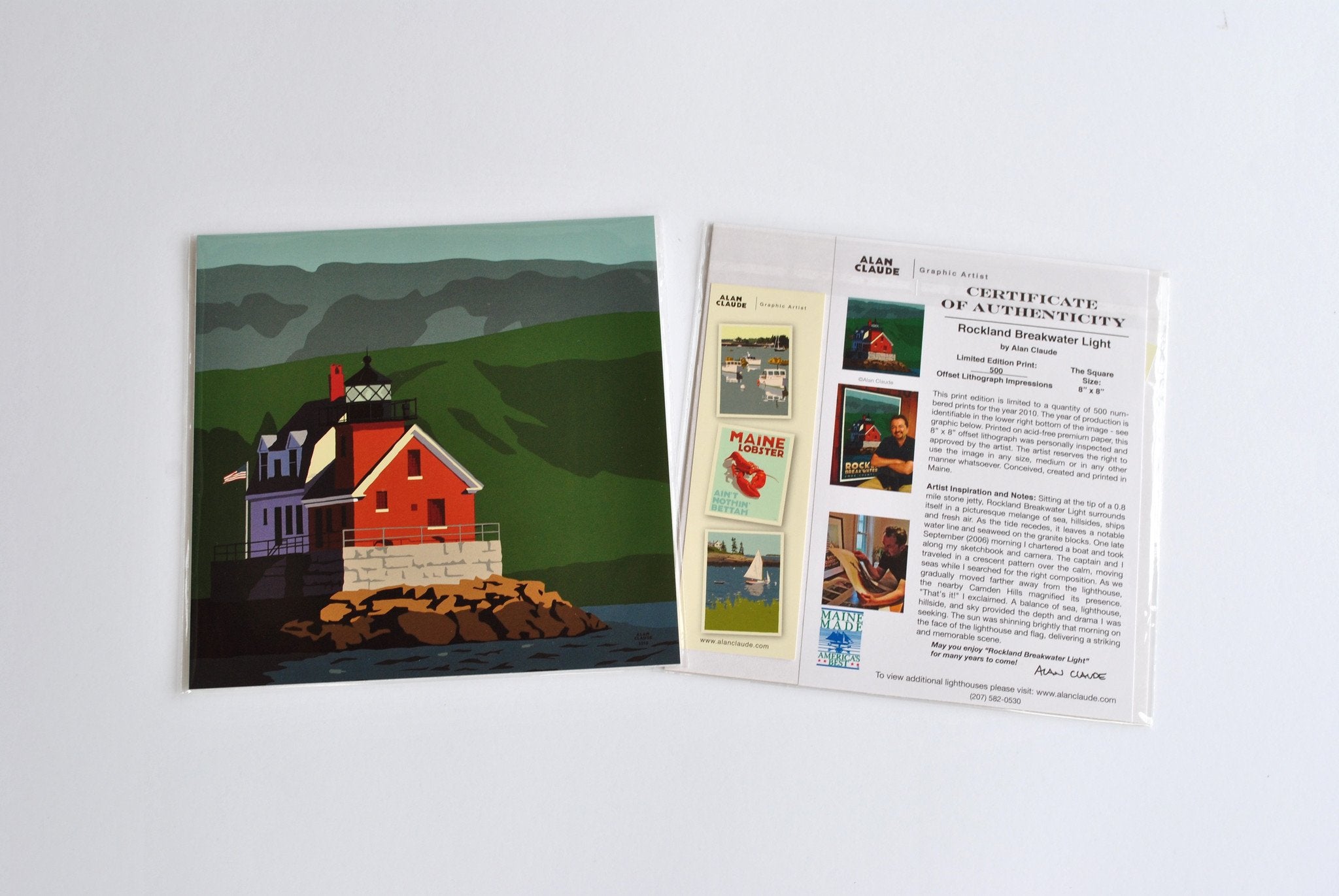 Rockland Breakwater Light Art Print 8" x 8" Square